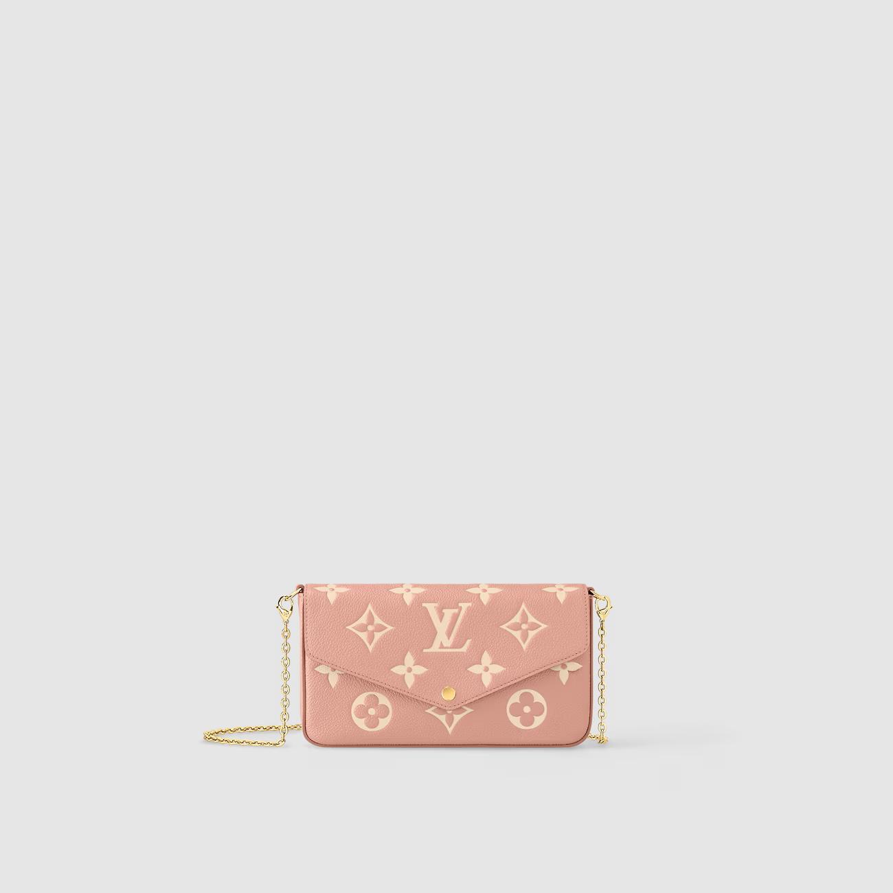 Túi Louis Vuitton Félicie Pochette Nữ Monogram Empreinte Hồng Kem